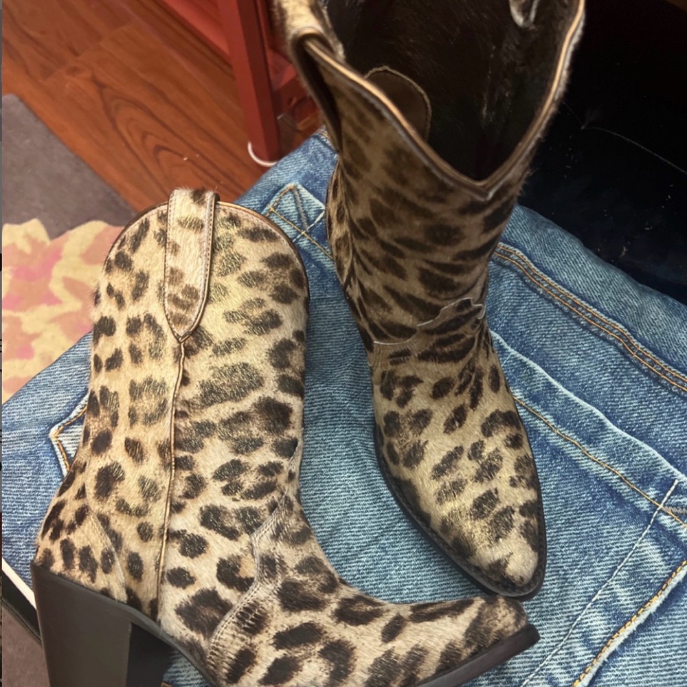 Ariat Leopard Print Ankle Booties in Tan and Black